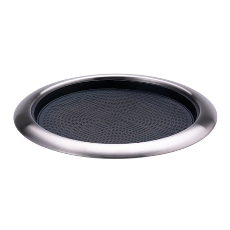 Service Ideas Tray with Removable Insert, 9" Round, Stainless Steel, Brushed TR119RI